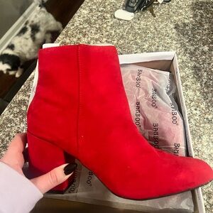 BAMBOO Bold Red Ankle Booties